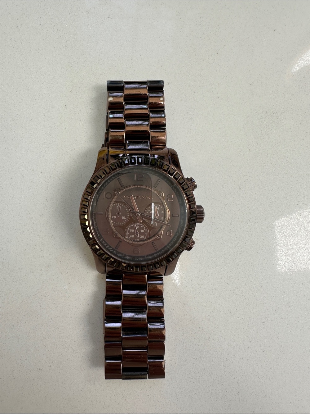 Michael Kors Sable Chronograph Watch Crystal Bezel MK Watch